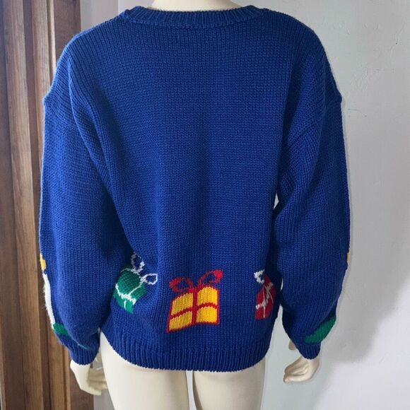 Vintage 80’s Blue Novelty Rocking Horse Knit Sweater Size Large - Picture 5 of 11